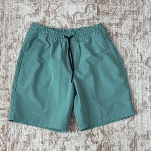 Green Elastic Waist Shorts